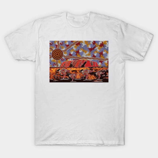 Aboriginal Art - Uluru Ayers Rock T-Shirt by hogartharts